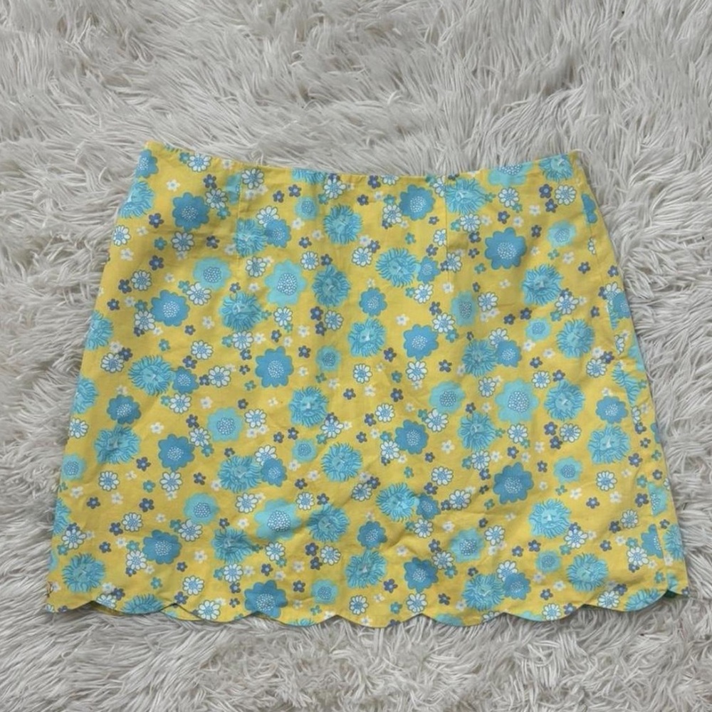 Lilly Pulitzer Yellow and Blue Cotton Mini Skirt - Cuba Libre pattern